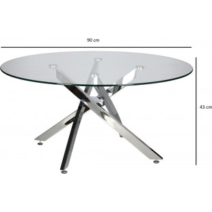 Stolik kawowy szklany glamour Amber 90cm transparentny / chrom Intesi