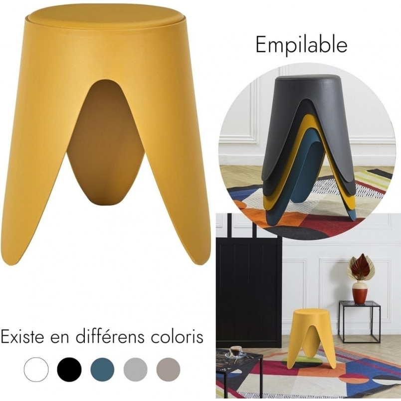 Stołek z tworzywa Eve 46cm żółty Intesi