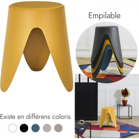 Stołek z tworzywa Eve 46cm żółty Intesi