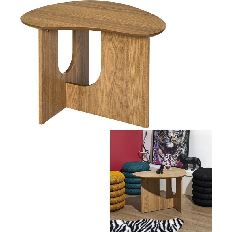 Stolik z nieregularnym blatem japandi Calypso 60x48cm dąb Intesi