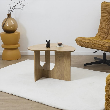 Stolik z nieregularnym blatem japandi Calypso 60x48cm dąb Intesi