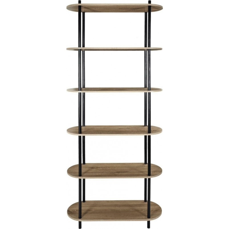 Regał stojący 6 półek Cobe 181x80cm naturalny / czarny Intesi