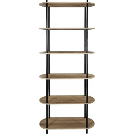Regał stojący 6 półek Cobe 181x80cm naturalny / czarny Intesi
