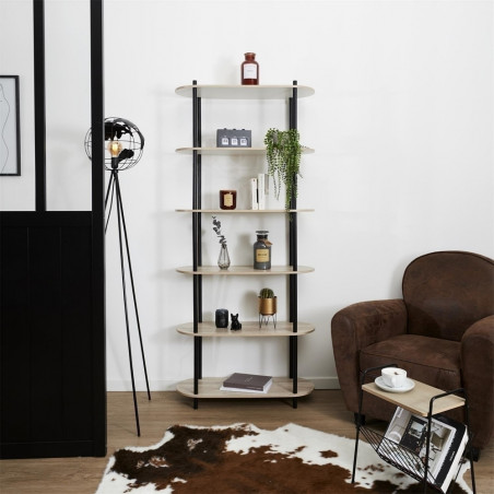 Regał stojący 6 półek Cobe 181x80cm naturalny / czarny Intesi