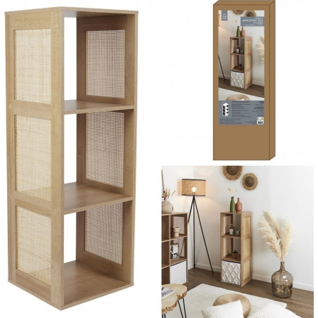 Regał boho z 3 półkami Kali 99x34cm odcień drewna Intesi