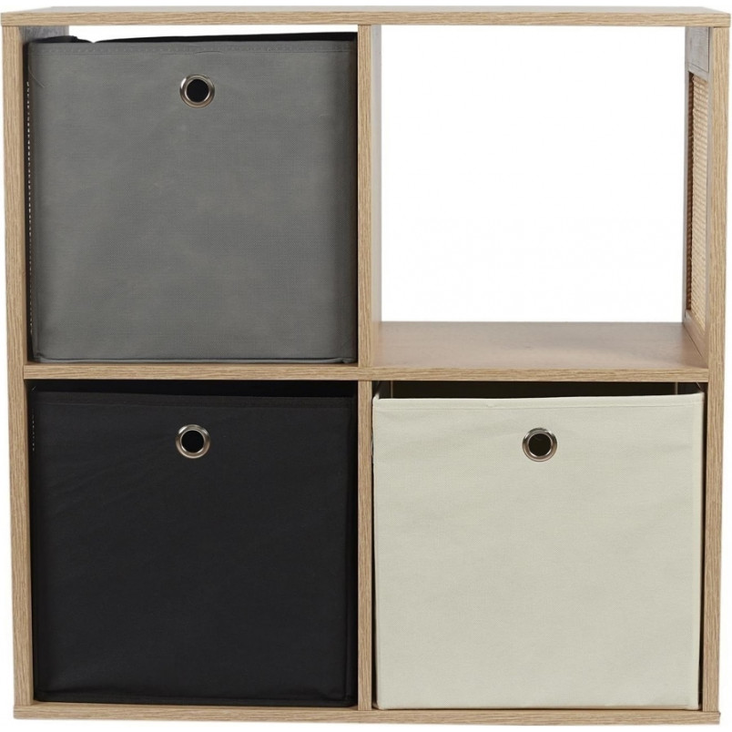 Regał boho z 4 półkami Kali 66x66cm odcień drewna Intesi
