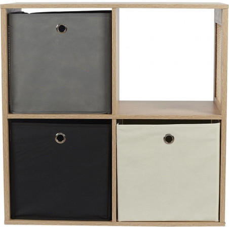 Regał boho z 4 półkami Kali 66x66cm odcień drewna Intesi