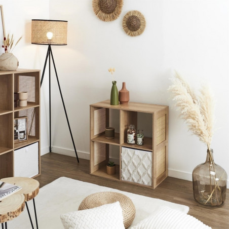 Regał boho z 4 półkami Kali 66x66cm odcień drewna Intesi