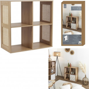 Regał boho z 4 półkami Kali 66x66cm odcień drewna Intesi