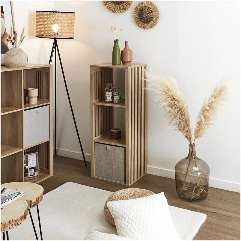 Regał stojący z lamelami Klaus 99x31cm naturalny Intesi