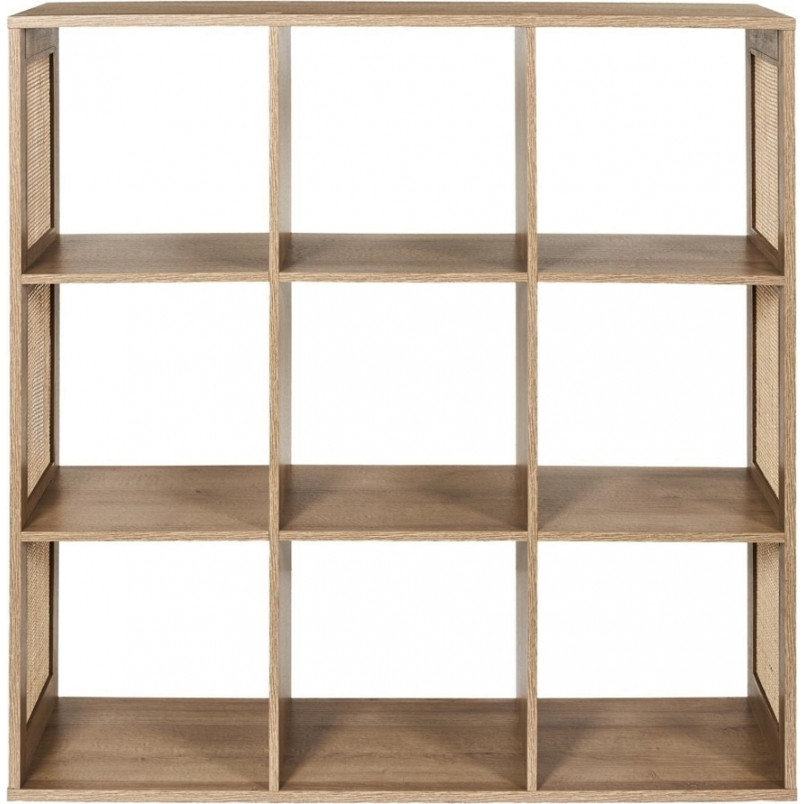 Regał boho z 9 półkami Kali 99x99,6cm odcień drewna Intesi