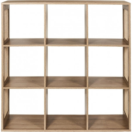 Regał boho z 9 półkami Kali 99x99,6cm odcień drewna Intesi