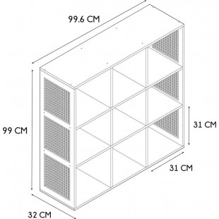 Regał boho z 9 półkami Kali 99x99,6cm odcień drewna Intesi