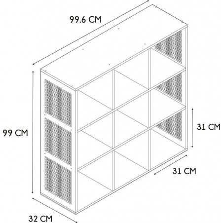 Regał boho z 9 półkami Kali 99x99,6cm odcień drewna Intesi
