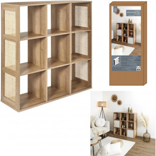 Regał boho z 9 półkami Kali 99x99,6cm odcień drewna Intesi