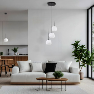 Lampa wisząca szklana potrójna Misty III 27cm biały / czarny TK Lighting