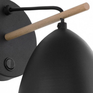 Kinkiet z włącznikiem loft Aida czarny z drewnem TK Lighting