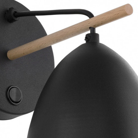 Kinkiet z włącznikiem loft Aida czarny z drewnem TK Lighting