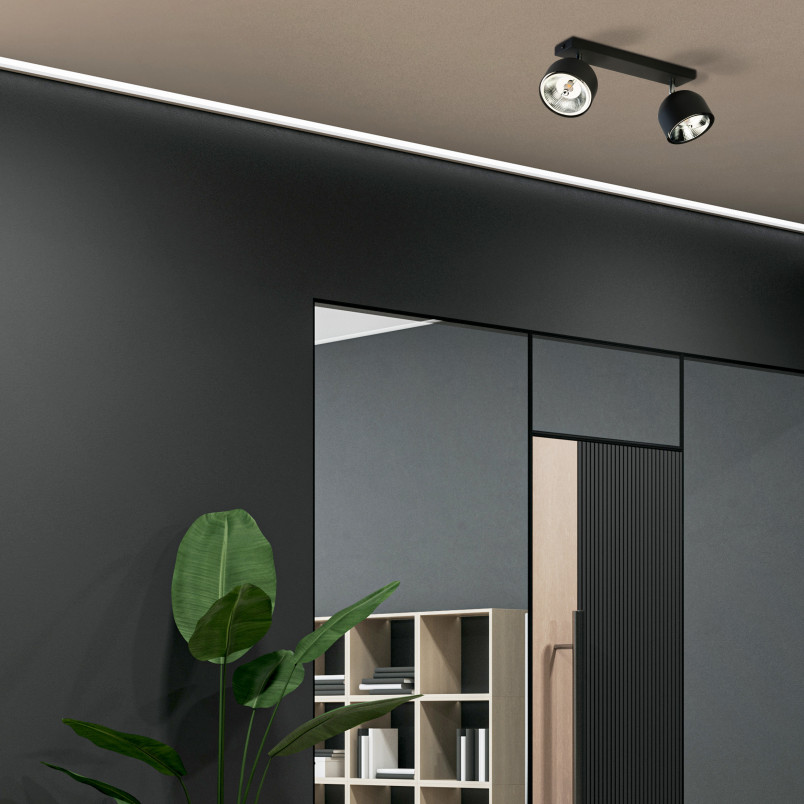 Reflektor sufitowy 2 punktowy z żarówkami Altea czarny TK Lighting
