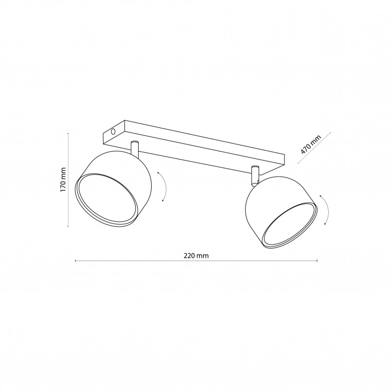 Reflektor sufitowy 2 punktowy z żarówkami Altea czarny TK Lighting