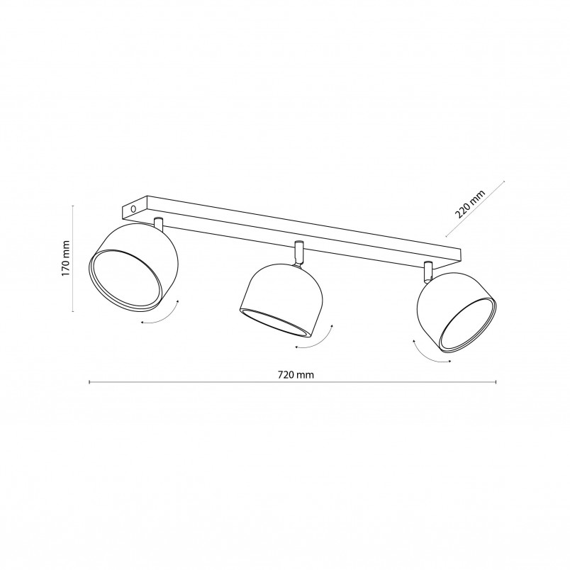 Reflektor sufitowy 3 punktowy z żarówkami Altea biały TK Lighting