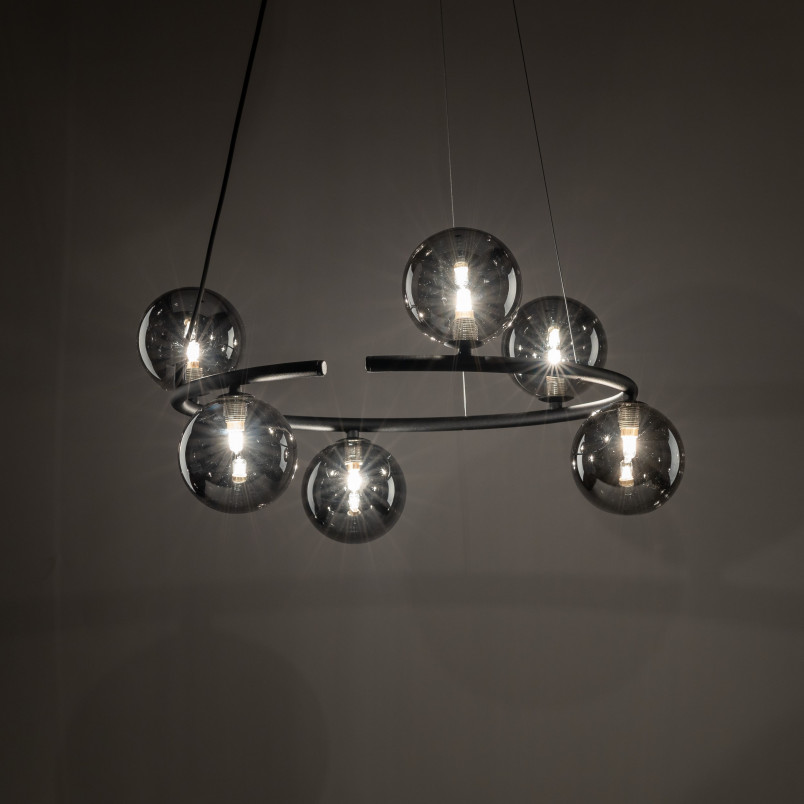 Lampa wisząca okrągła szklane kule Anabelle VI 62cm grafit lustrzany / czarny TK Lighting