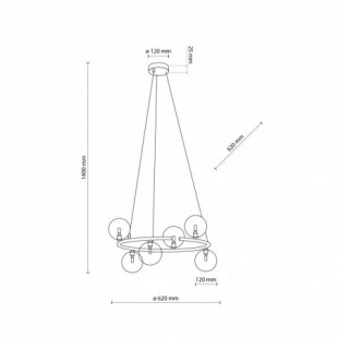 Lampa wisząca okrągła szklane kule Anabelle VI 62cm grafit lustrzany / czarny TK Lighting