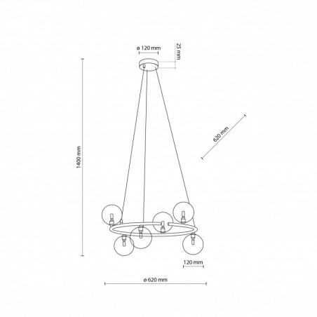 Lampa wisząca okrągła szklane kule Anabelle VI 62cm grafit lustrzany / czarny TK Lighting
