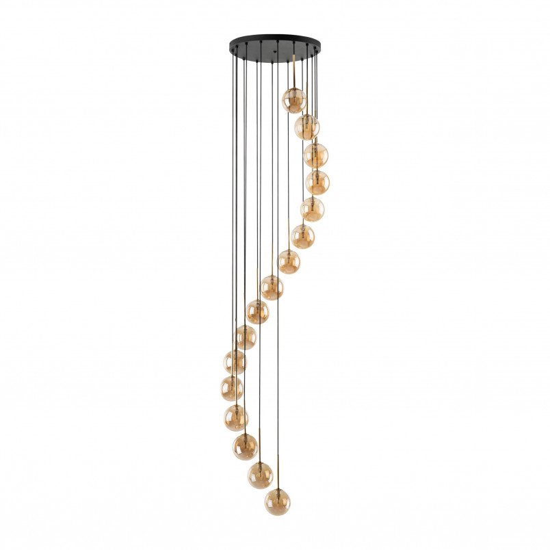 Żyrandol szklane kule Aurora Gold XVI 50cm H240cm bursztynowy TK Lighting