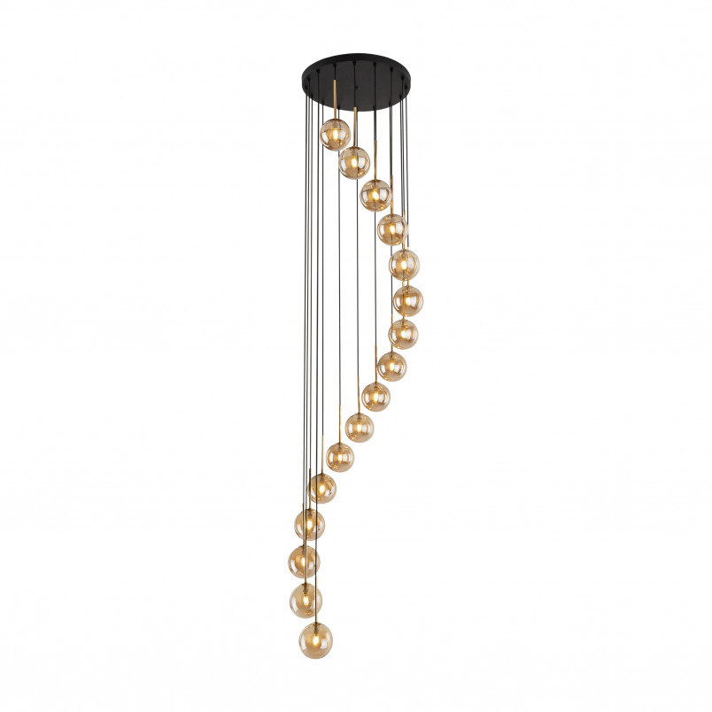 Żyrandol szklane kule Aurora Gold XVI 50cm H240cm bursztynowy TK Lighting