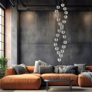 Żyrandol szklane kule Aurora XXVI 62cm H240cm transparentny TK Lighting