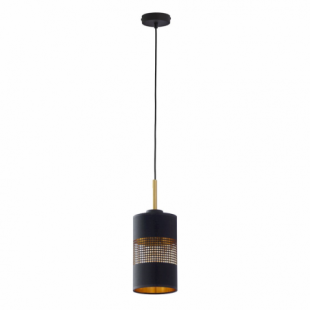 Lampa wisząca ażurowa tuba Bogart 14cm czarno-złota TK Lighting