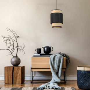 Lampa wisząca Boho New 20cm czarny / rattan TK Lighting