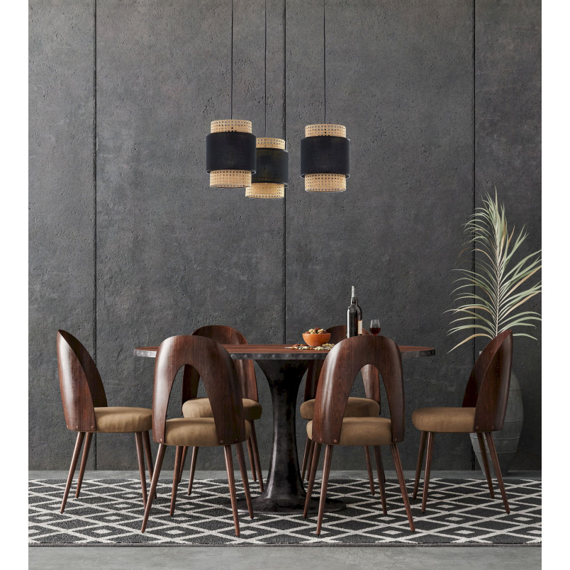 Lampa wisząca potrójna pająk Boho New 70cm czarny / rattan TK Lighting