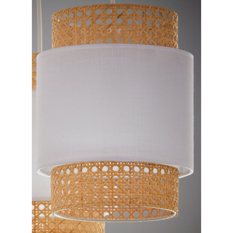 Lampa wisząca potrójna na listwie Boho New 80cm biały / rattan TK Lighting