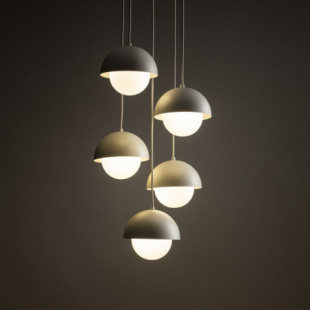 Lampa wisząca 5 punktowa ze szklanymi kulami Bono 32cm beż / biały TK Lighting