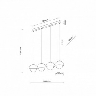 Lampa wisząca ze szklanymi kulami na listwie Bono IV 83cm beż / biały TK Lighting