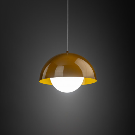 Lampa wisząca ze szklaną kulą Bono Ochra 27cm żółty / biały TK Lighting