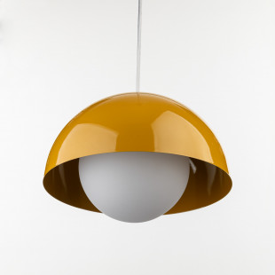 Lampa wisząca ze szklaną kulą Bono Ochra 27cm żółty / biały TK Lighting