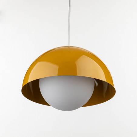 Lampa wisząca ze szklaną kulą Bono Ochra 27cm żółty / biały TK Lighting