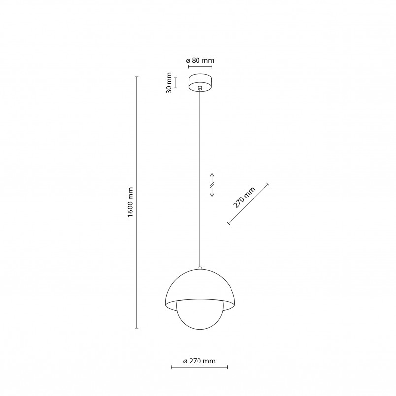 Lampa wisząca ze szklaną kulą Bono Ochra 27cm żółty / biały TK Lighting