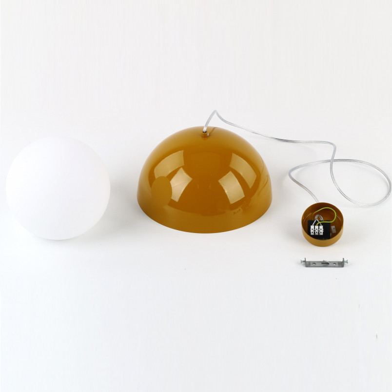 Lampa wisząca ze szklaną kulą Bono Ochra 27cm żółty / biały TK Lighting