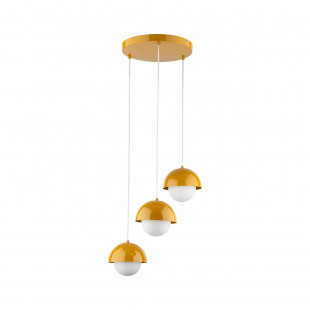 Lampa wisząca potrójna ze szklanymi kulami Bono Ochra 31,5cm żółty / biały TK Lighting