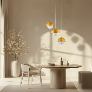 Lampa wisząca potrójna ze szklanymi kulami Bono Ochra 31,5cm żółty / biały TK Lighting
