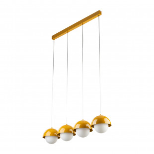 Lampa wisząca ze szklanymi kulami na listwie Bono Ochra IV 83cm żółty / biały TK Lighting