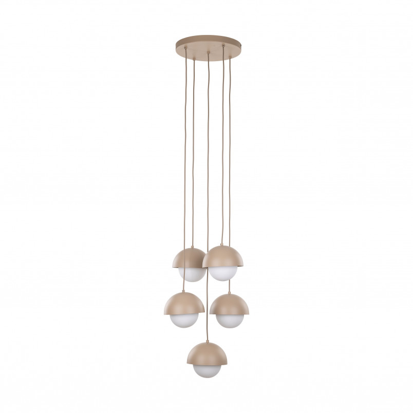 Lampa wisząca 5 punktowa ze szklanymi kulami Bono Sabia 32cm beż / biały TK Lighting
