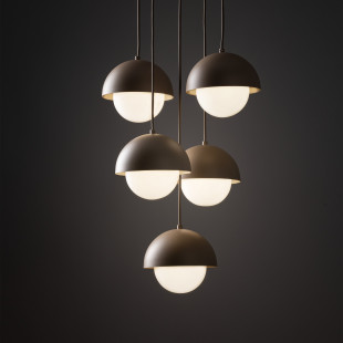 Lampa wisząca 5 punktowa ze szklanymi kulami Bono Sabia 32cm beż / biały TK Lighting