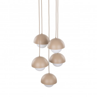 Lampa wisząca 5 punktowa ze szklanymi kulami Bono Sabia 32cm beż / biały TK Lighting