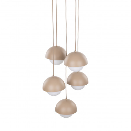 Lampa wisząca 5 punktowa ze szklanymi kulami Bono Sabia 32cm beż / biały TK Lighting