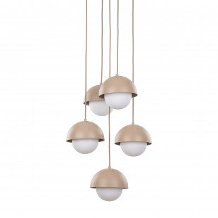 Lampa wisząca 5 punktowa ze szklanymi kulami Bono Sabia 32cm beż / biały TK Lighting